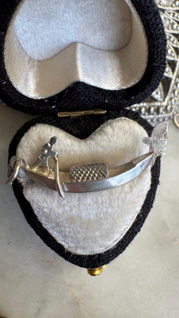 Vintage Silver Venetian Gondola Charm