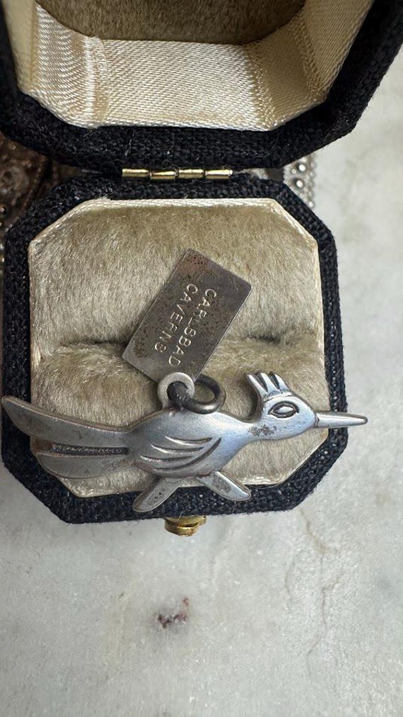 Vintage Silver Carlsbad Taverns Bird Charm by Bell