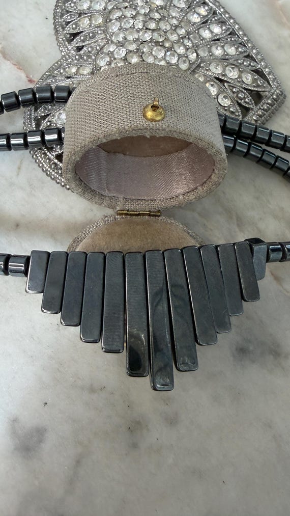 Vintage Stainless Steel Gun Metal Polished Modern Necklace