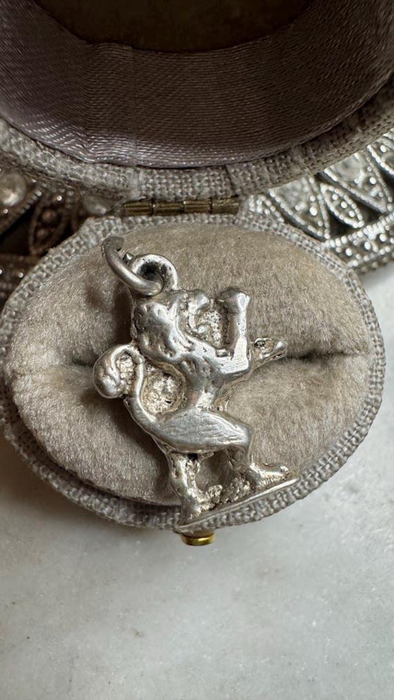 Vintage Silver Fighting Lion Charm