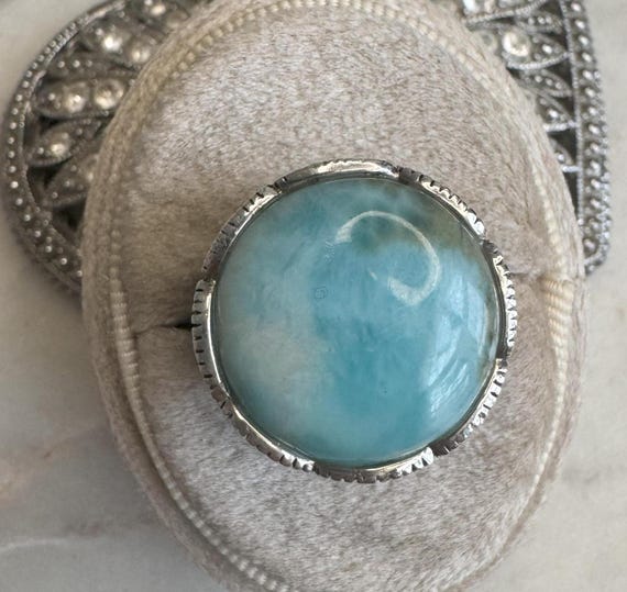 Vintage Silver Ocean Jasper Filigree Ring