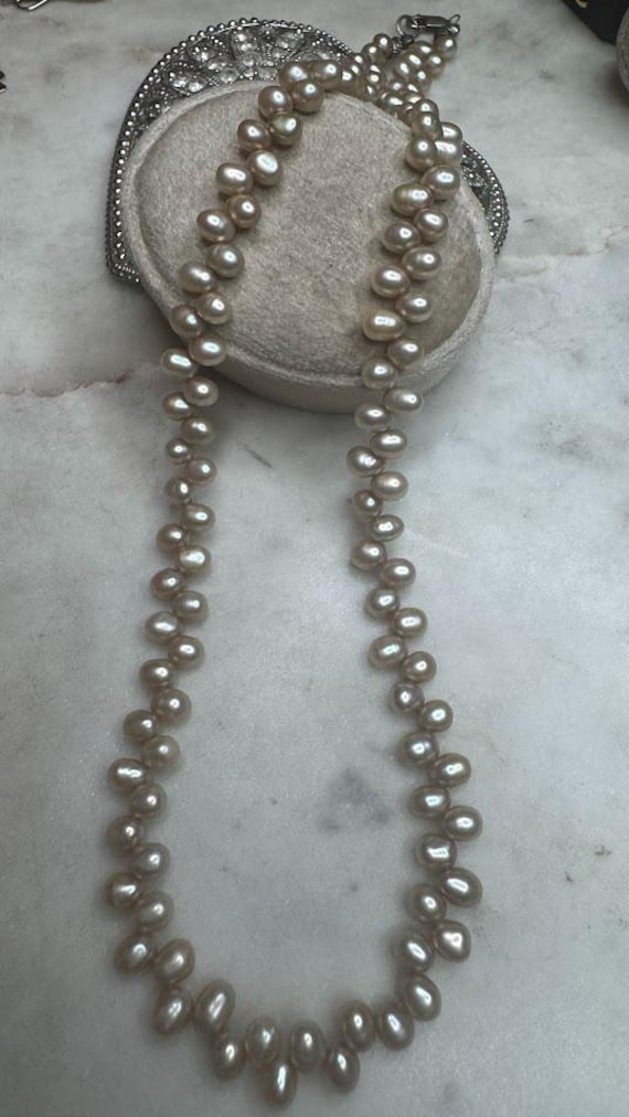 Vintage Antique Silver Freshwater Pearl Necklace
