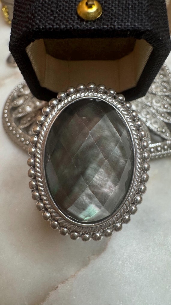 Vintage Silver Large Mystic Topaz Ring