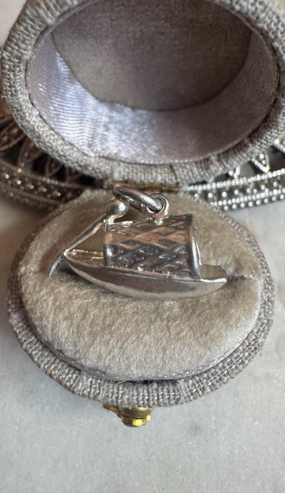 Vintage Silver Antique Asian Boat Charm