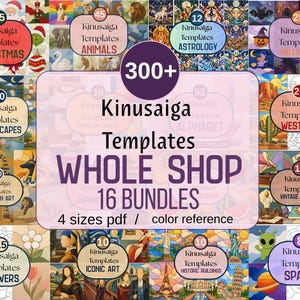 Kinusaiga Pattern Bundle Whole Shop  Beginner No Sew Craft  Flowers, Animals & Landscapes  Printable PDF Templates