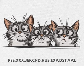 Curious Cats Stickdatei: Kinderfreundliche DIY-Anleitung (Digitaler Download)