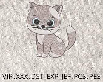 Adorable Cat Embroidery Design: Machine Embroidery File (Digital Download)
