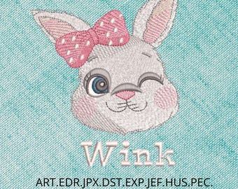 Winking Rabbit Embroidery Design – Instant Download (PDF Guide)