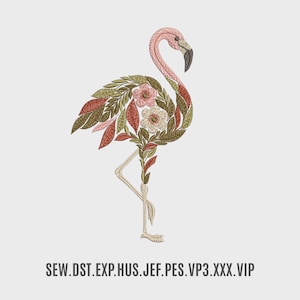 Floral Flamingo, flamingo embroidery, Embroidery Design, flamingo bird, flamingo design, Machine Embroidery Design