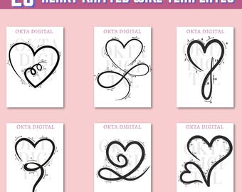 20 heart knitted wire templates, DIY crafts for valentine's day, Printable patterns