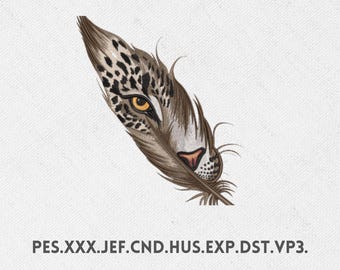 Leopard Feather Embroidery Design: Machine Embroidery Pattern (Digital Download)