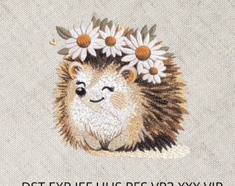 Happy Hedgehog Embroidery Design: Daisy Crown (Digital Download)