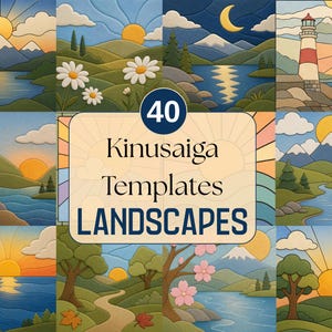 Landscape Kinusaiga Templates, Nature Scenes, No-Sew Fabric Art (PDF)