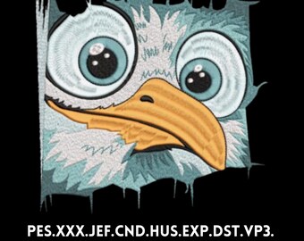 Bird Face Embroidery Design – Whimsical Applique Pattern (Digital Download)