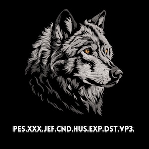 Pode incluir: Uma ilustração em preto e branco de uma cabeça de lobo com olhos laranja. O lobo está olhando para a direita. O texto "PES.XXX.JEF.CND.HUS.EXP.DST.VP3." está abaixo da imagem.