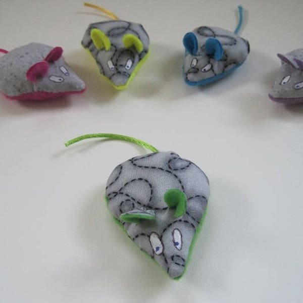 1 Mouse Cat Toy - Pink, Green, Blue, Purple or Yellow - Cat Toy Filled with Organic Catnip