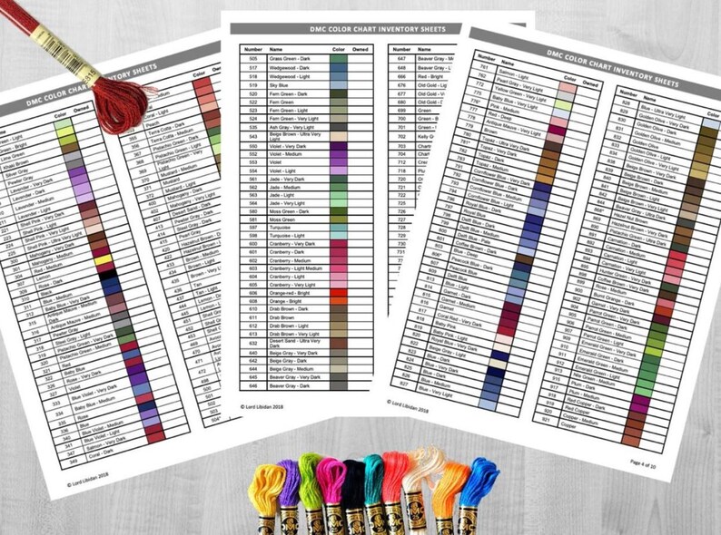 DMC Thread Color Chart Tracker Inventory Spreadsheet - Etsy Australia