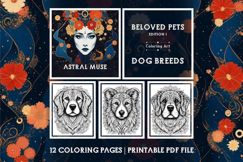 12 Coloring Pages for Adults and Kids Edition 1 Dog Breeds - Etsy
