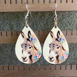 DONKEY, Dangle Sublimation Women Earrings, Gifts for Her, Handmade Jewelry, Teardrop Sublimation Earrings, DONKEY EARRINGS
