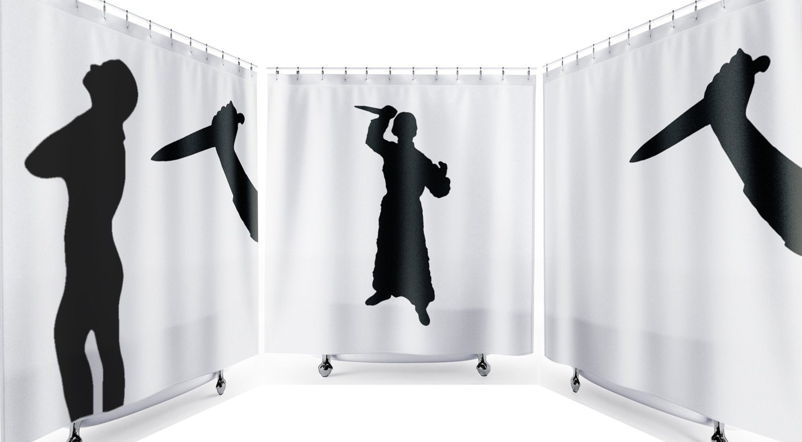 Psycho Halloween Shower Curtain, Funny Cool Scary Horror Bathroom Decor
