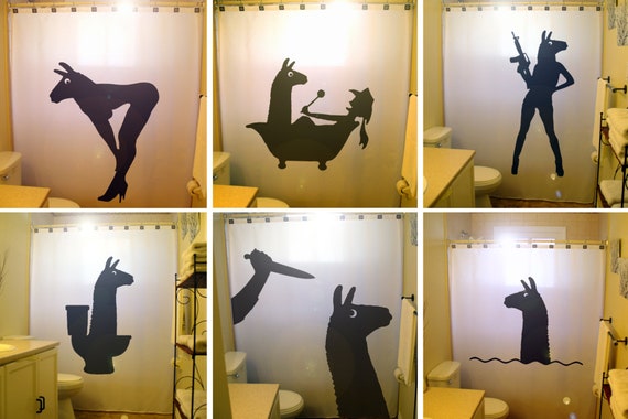 Drama Llama Shower Curtain Funny Bathroom Decor Extra Long Etsy