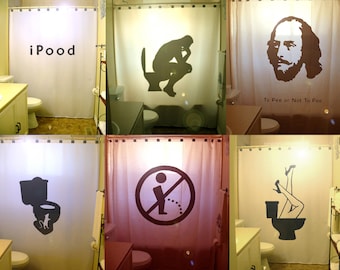 Funny Toilet Humor Shower Curtain, Customizable Bathroom Decor