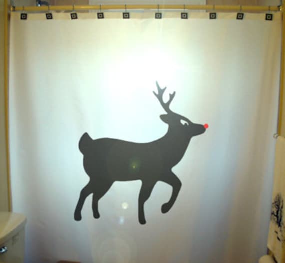 Reindeer Shower Curtain Red, Reindeer Shower Curtain