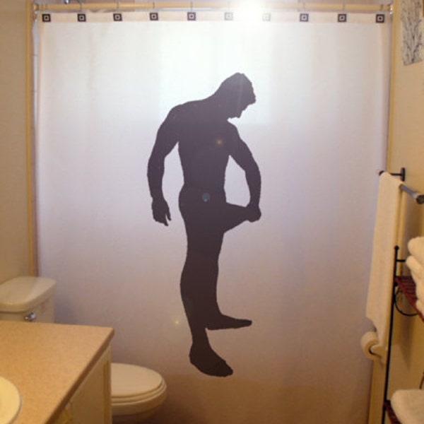 Gay Man Shower Curtain, Hunk Male bathroom decor. Extra long fabric shower curtains 84 90 96 inch, custom stall size 36 54 78.