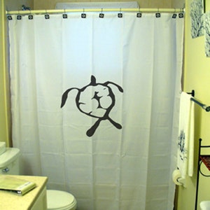 honu turtle Shower Curtain, Hawaiian bathroom decor. Extra long fabric shower curtains 84 90 96 inch, custom stall size 36 54 78. image 1