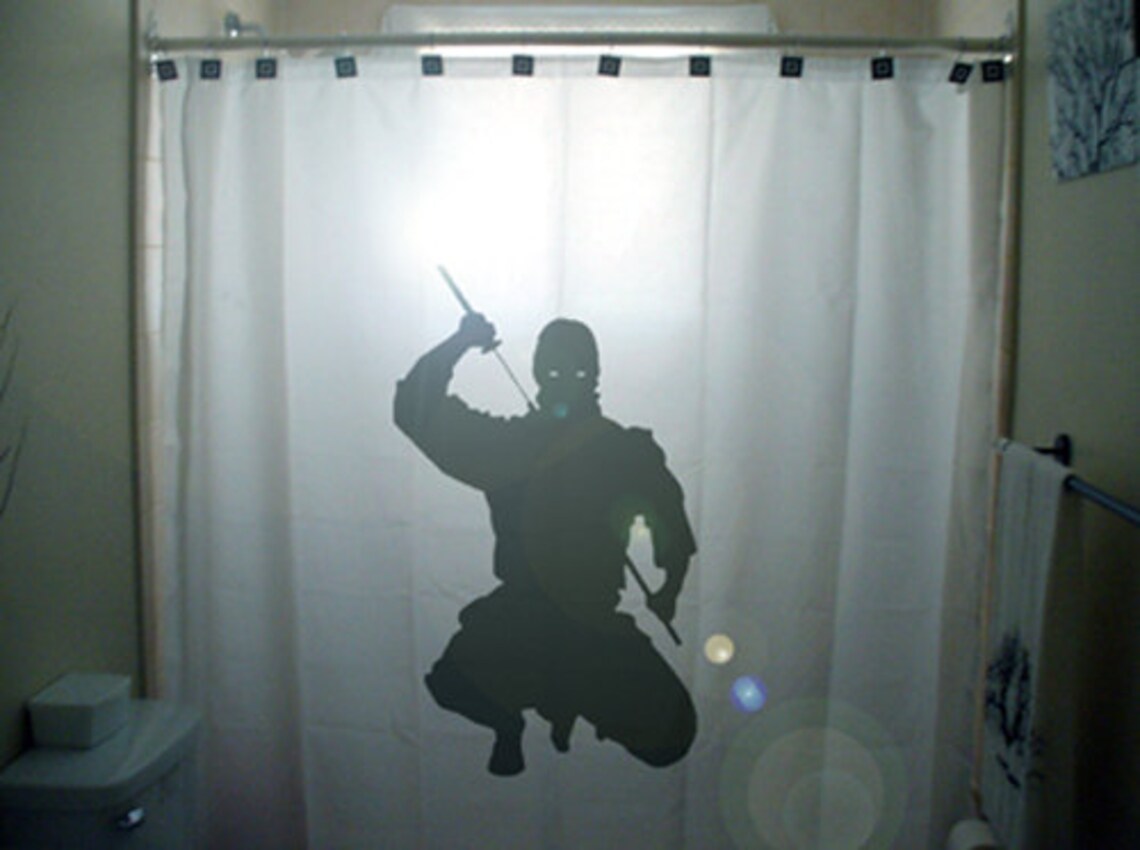 Ninja Shower Curtain, Kids Bathroom Decor. Extra Long Fabric Shower