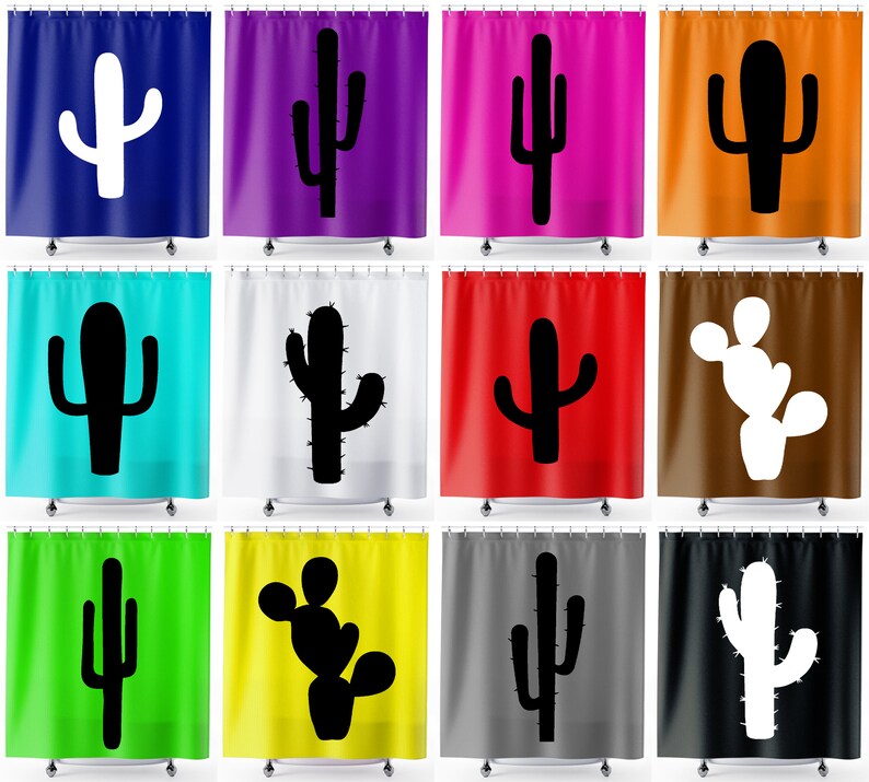 Cactus Shower Curtain Extra Long Fabric Shower Curtains 84 90 Etsy