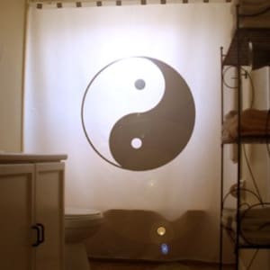 Yin Yang Shower Curtain. Extra long fabric shower curtains 84 90 96 inch, custom stall size 36 54 78.