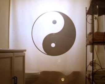 Yin Yang Shower Curtain. Extra long fabric shower curtains 84 90 96 inch, custom stall size 36 54 78.