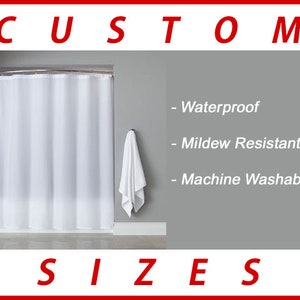 Shower Curtain Liner Extra Long, custom odd size wide waterproof 84 96 108 120 inch stall claw foot rv polyester bathroom tall length height