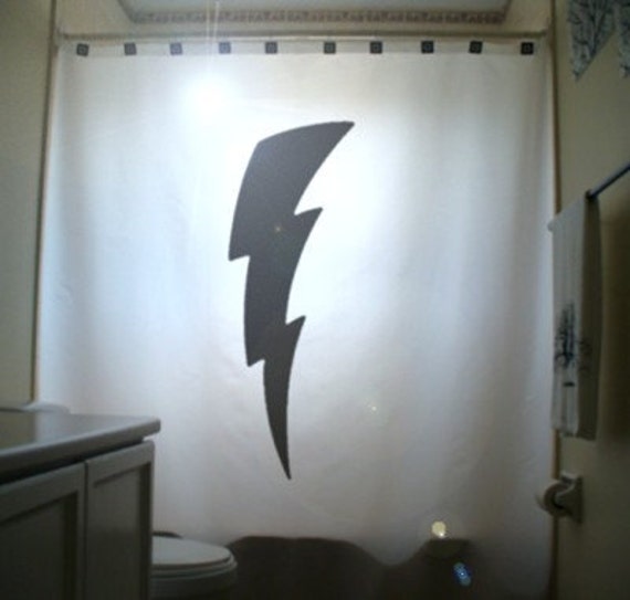 Lightning Bolt Shower Curtain bathroom decor kids bath Strike Etsy