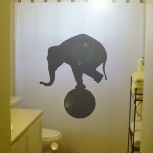 Circus Elephant Shower Curtain, balance Bathroom Decor. Extra long fabric shower curtains 84 90 96 inch, custom stall size 36 54 78.