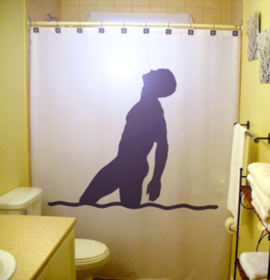 Sexy Male Torso Shower Curtain, Gay Bathroom Decor. Extra Long Fabric