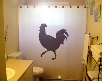 Rooster Chicken Farm Shower Curtain, farmhouse Bathroom Decor. Extra long fabric shower curtains 84 90 96 inch, custom stall size 36 54 78.