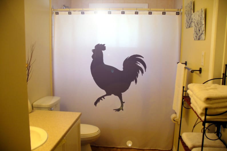 Rooster Chicken Farm Shower Curtain, Farmhouse Bathroom Decor. Extra