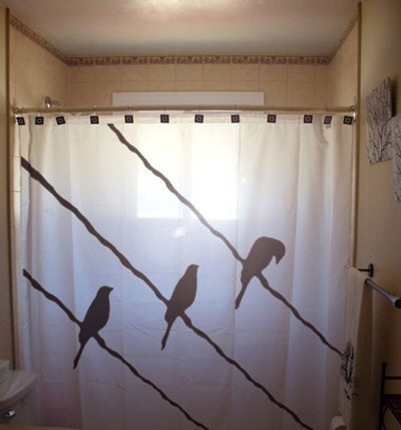 Birds On A Wire Shower Curtain Extra Long Fabric Birds On A Wire Shower Curtain Extra, Birds On A Wire Shower Curtain