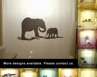 Elephants Shower Curtain, Mother Baby kids bathroom decor. Extra long fabric shower curtains 84 90 96 inch, custom stall size 36 54 78.