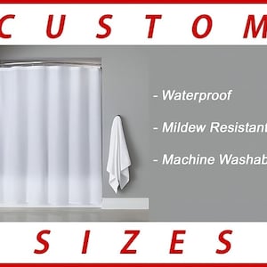Shower Curtain Liner Extra Long, custom odd size wide waterproof 84 96 108 120 inch stall claw foot rv polyester bathroom tall length height