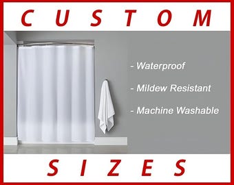 Shower Curtain Liner Extra Long, custom odd size wide waterproof 84 96 108 120 inch stall claw foot rv polyester bathroom tall length height