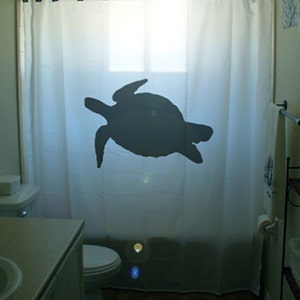 sea turtle Shower Curtain, tortoise bathroom decor. Extra long fabric shower curtains 84 90 96 inch, custom stall size 36 54 78. image 1