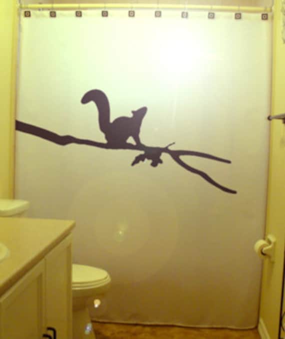 Chipmunk Squirrel Shower Curtain Oak Tree Acorn Bathroom Etsy
