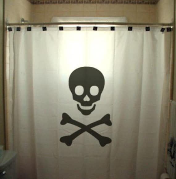 The Pirate Skull Theme Waterproof Fabric Home Decor Shower Curtain Bathroom Mat 