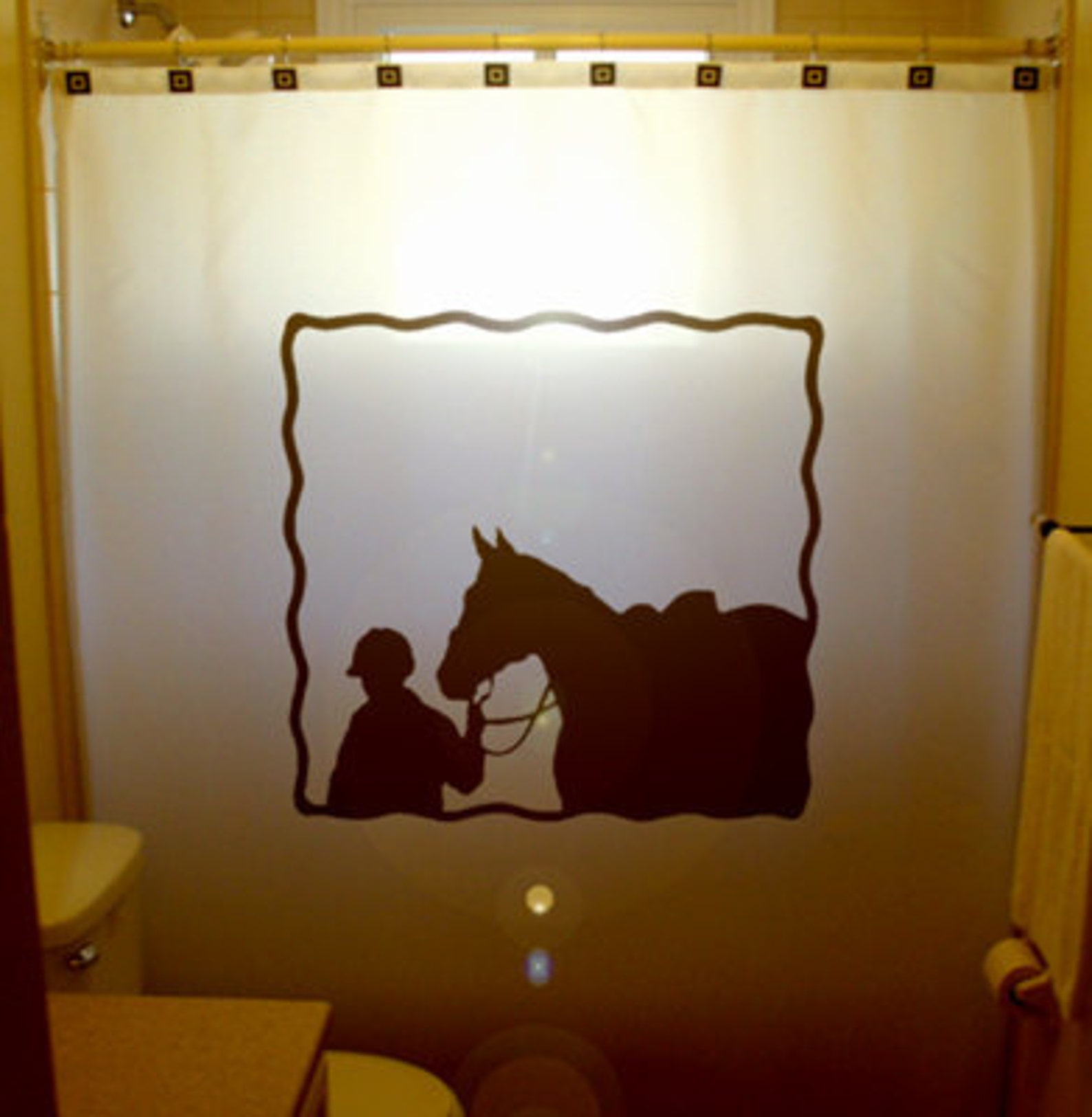 Equestrian Pattern Print Bathroom Shower Curtain