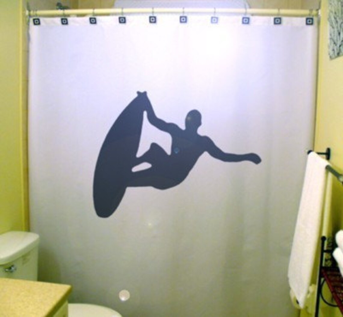 Surfing Surfer Shower Curtain Surfboard Bathroom Decor. Extra Etsy