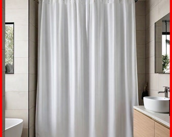 Extra Long White Shower Curtain Liner. Custom size width height 78 84 96 108 120 inch. Waterproof 9 foot. Clawfoot tub. RV Stall Shower.