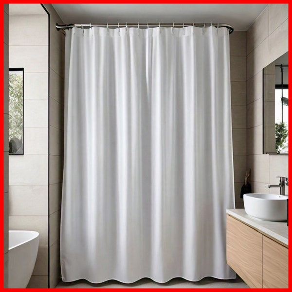 Extra Long White Shower Curtain Liner. Custom size width height 78 84 96 108 120 inch. Waterproof 9 foot. Clawfoot tub. RV Stall Shower.